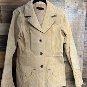 Taunt Genuine Leather Long Sleeve Button Down Blazer Jacket Women's Size Medium